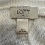 Loft  Ivory Knit Sweater Diamond crochet Stitch Crewneck Size Medium Photo 1