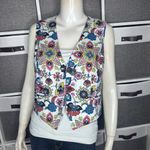 BODEN Tailored Linen Waistcoat Floral Vest Size 2 White Photo 14