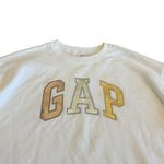 Gap Oversized Pullover Sweatshirt Sweater White Gold Silver Logo Stretch Size XL Photo 1