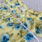 Abercrombie & Fitch Yellow Blue Floral Sheer Blouse Smocked Ruffle Top Size XS Photo 4