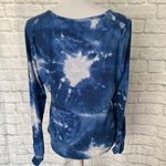 International concepts INC women XL v-cut Longsleeve tie dye ribbed blouse blue & white Photo 9