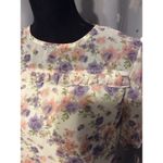 Allegra K Ruffled Floral Gathered Sleeves Romantic Top Large L Women's Photo 4