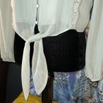 WAYF NWOT  Where Are You From Size XS Olive Long Sleeve Cropped Blouse Photo 2