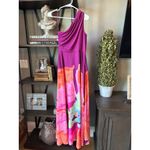 AMUR Atlas Painterly One Shoulder Floral Evening Gown Purple Womens Size 4 Pink Photo 7
