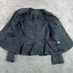 Ralph Lauren Lauren Women Black Stripe Blazer Jacket Size 8 Silk Blend Academia Photo 2
