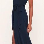 Black Swan Navy Blue Midi High Low Ribbed Small Dress Photo 0