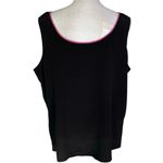 Bob Mackie  Wearable Art Plus Size 1X Silk Shell Tank Top Black Pink Trim Photo 1