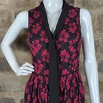 Adrianna Papell  black pink floral‎ lace dress scarf neck size 4 Gothic Photo 2