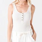 Faherty Henley Tank Top ribbed womens Beige (xsmall) contemporary casual summer Size XS Photo 0