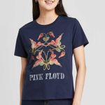 Pink Floyd Dark Blue Orange Pink Lotus Graphic Crewneck Short Sleeve Band Tee Photo 0