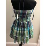 Aerie  Blue Green Metallic Plaid Halter Ruffle Mini Dress Small Trendy‎ & Chic Photo 4