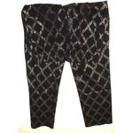 Isaac Mizrahi New Womens Live! Stretch Black Silver Foil Leaf Pants 4T Tall Photo 2