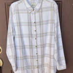 Jachs Girlfriend  White and Tan Plaid Button Down Shirt Photo 0