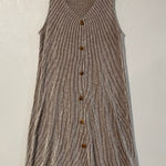 Caution to the Wind Ribbed Button Front Dress Medium β Sleeveless A-Line Casual Photo 0