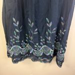 Alberto Makali Black Silk Ruffle Neck Embroidered Leaf Sheer Tank SM Career Wear Photo 4