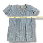Johnny Was Slate Gray Eyelet Embroidered Tunic Top Boho Peasant Blouse Small Photo 2