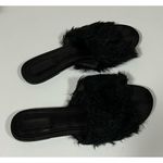 Forever 21 Black Fur Peep-Toe Slides Sandals Shoes Size 8 π€ Photo 2