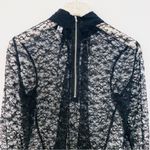 Fleur Du Mal black lace high neck blouse pleated front and cuffed sleeve Photo 4