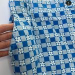 Wild Fable pull on wide leg high rise pants retro blue white check with flowers Photo 4