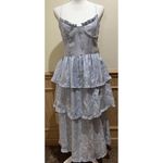 4SI3NNA Campbell Lace Tiered Midi Dress Size Small Light Blue Size M Photo 3