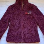 Pendleton Fuzzy Sherpa Wool Blend Full Zip Burgundy Jacket Sz S Photo 3