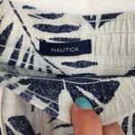 Nautica  Blue & White Tropical Leaf Print Linen Blend Shorts Women’s Size Medium Photo 5