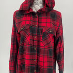 Hippie Rose  plaid flannel hooded button down shirt, size‎ medium Photo 0