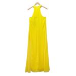 Meghan LA NWT  Aphrodite Maxi Dress Size Medium Yellow Halter Ruffle Slit Gown Photo 3