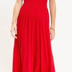 Loft NWT  Women’s Strapless Smocked Midi Dress in Red Size Medium Photo 0