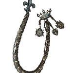 Antique Victorian Golden Cloak/Cape Chain Chatelaine Fleur De Le Crown Brooch Gold Photo 14