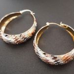 Tricolor Gold Filled Hoop Earrings Argyle Design Photo 1