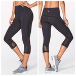Lululemon Fresh Mesh Crop Leggings Black Women’s Size 4 19in Breathable Stretch Photo 1