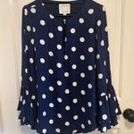 Sail To Sable  Navy Polka Dot Ruffle Sleeve Blouse Size Medium Photo 1