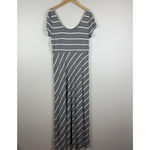 Tommy Bahama  Jersey Maxi‎ Dress Large Gray Stripe Side Slit Knit Casual Long Photo 2