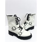 Dolce Vita Combat Boots Size 8 White Leather Round Toe Lace Up Buckle Detail NEW Photo 5