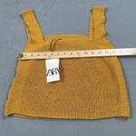 ZARA NWT Knit Tank Top M Women Square Neck Sleeveless Mustard Yellow Casual Crop Photo 3
