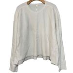 Free People  Size L White Ivory Nylon Blend Luna Oversized Drop Shoulder Sweater Photo 3
