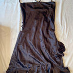 Princess Polly ,‎ Black Satin spaghetti strap backless mini dress, size 6 Photo 0