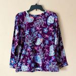 Denim & Co  | Purple Floral Print Long Sleeve T-shirt Sz S Photo 0
