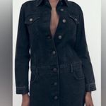 ZARA  The Zoe Denim Dress Washed Black NWT Size Small Mini Shirtdres Long Sleeve Photo 1