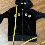 BCBGMAXAZRIA Vintage Y2K Velour Black Hoodie with Crown Sequin Embroidery Size M Photo 9