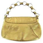 Saint Laurent YSL Rive Gauche Metallic Gilt Gold Leather Rose Baguette Bag Photo 3
