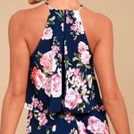 Lulus In the Garden Navy Blue Floral Print Romper Dress Size M Photo 2