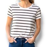 Madewell Women’s Northside Vintage Brown Pink White Stripe Crewneck Tee Size M Photo 0