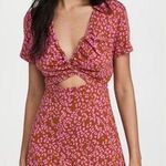 Free People Marsaille Mini Dress Rust Combo Medium NEW Leopard Print Cutout Photo 0