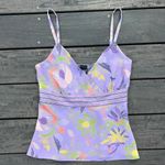 American Vintage Vintage Y2K Purple w/ Green/Yellow Foral Print Work For Weekend Tank Top Photo 0