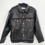 IRO Else Lamb Leather Black Moto Fringe Trimmed Button Up Jacket Boho US 6 Photo 0