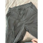 American Eagle SZ 4 Stretch Black Cargo Drawstring Long Pants Pockets Photo 3