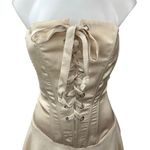 Tic Toc  Cream Gold Strapless Lace Up Party Night Club Corset Mini A-line Dress M Photo 3