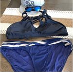 Robin Piccone Navy/Cream  bottoms only- size large Photo 0